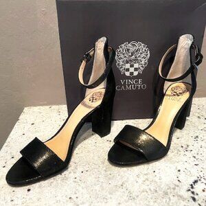 Black Shimmer VINCE CAMUTO Ankle Strap Heels 7M ~ NEW IN BOX